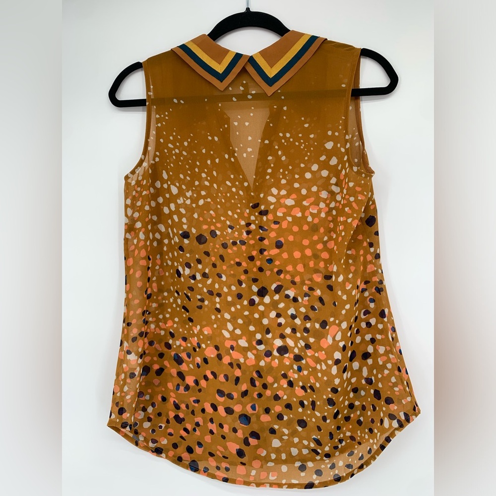 Cabi Cheers Collar Sleeveless Button Down Collared Semi Sheer Ombre Tank Top XS - Picture 5 of 5
